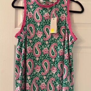 Boden Green and Pink Paisley Tank Top